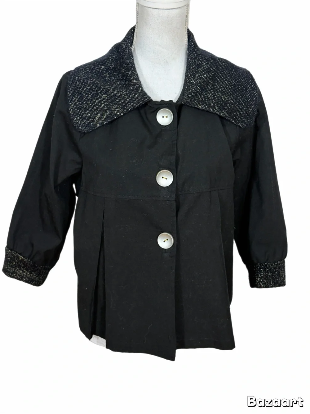 Miss Me Women’s Jacket Size Large NWT Black Metallic Trim Button Front Coat